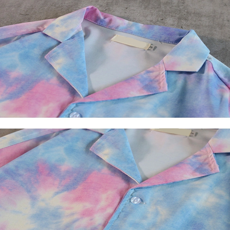 Wholesale Custom Embroidery Printing Beach Mens Tie Dye Casual Shirts