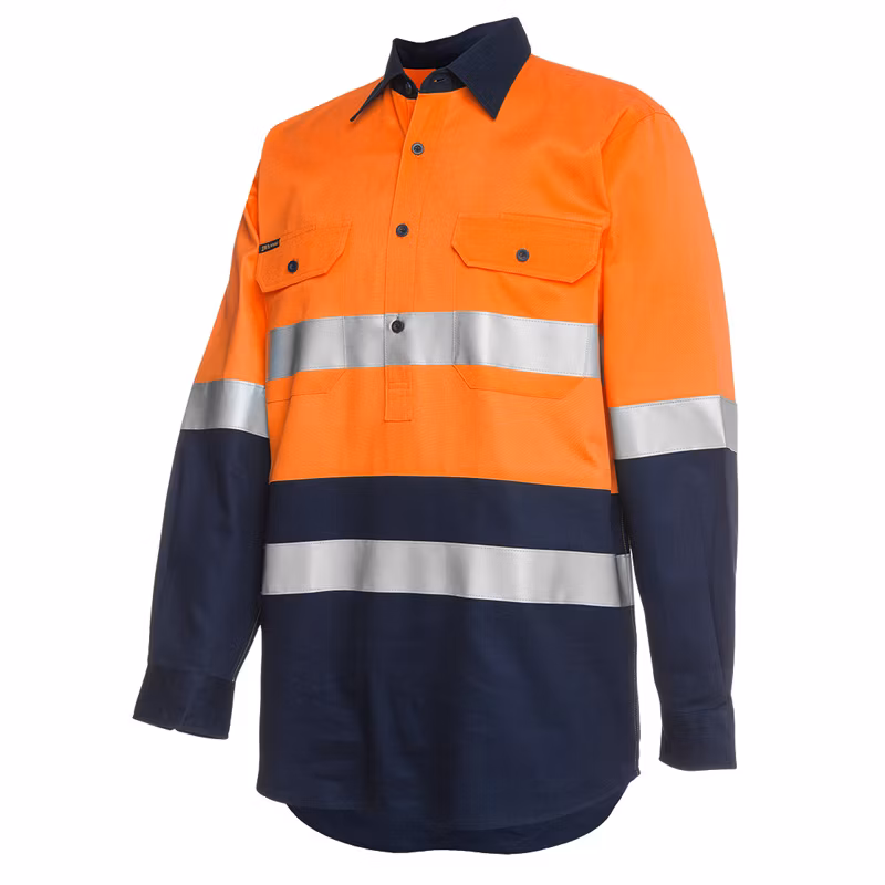 Clothes Supplier Custom Print Embroidered Button Down Collar Men Safety Reflective Shirt for Men