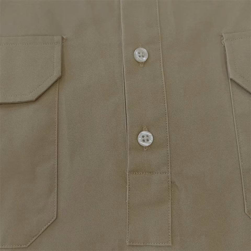 Wholesale 100% Cotton Long Sleeve Polo Neck Work Uniform Shirt for Men