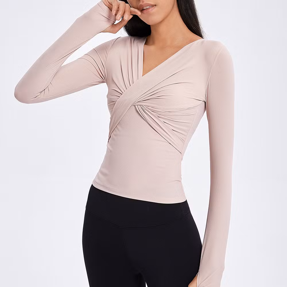 Women&prime;s Cross Front Crop Top Fitness Workout Gym Running Yoga Excise Shirts