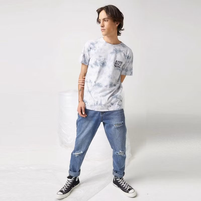 Mens Custom Casual Tie Dye and Printed Crew Neck Short Sleeve T-Shirts