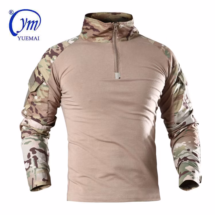 Men&prime;s Green Black Army Camouflage G2 Tactical Combat Military Long Sleeve Shirt