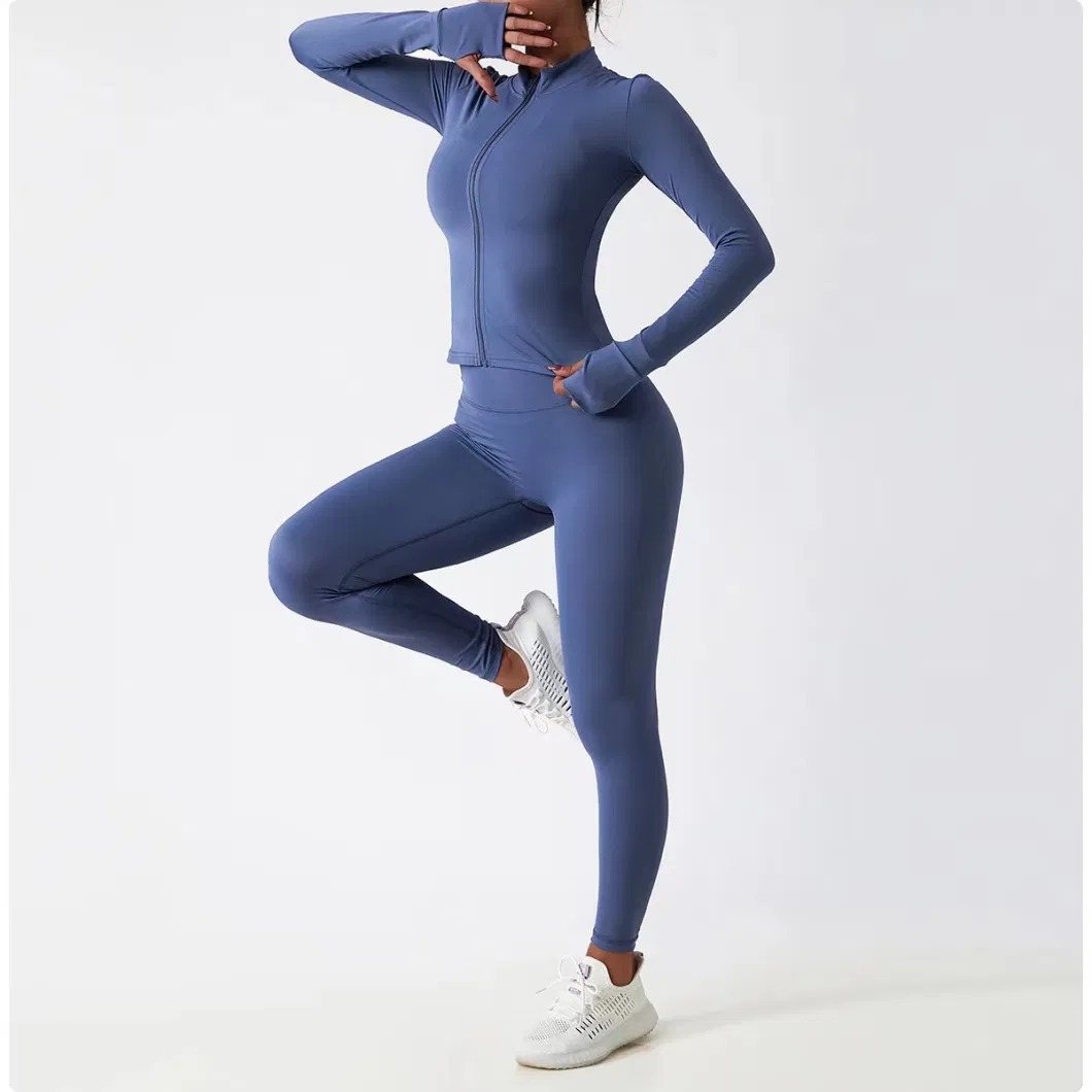 Wholesale Women&prime; S Activewear Workout Sports Wear Running Yoga High Elastic Slim Fit Stand up Collar Full Zip Coat Jacket