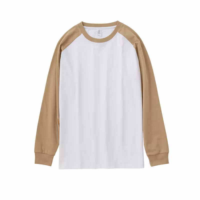 250g Heavy Spring and Autumn Cotton Combination Color Shoulder Long Sleeve T-Shirt Trend Retro Casual with Loose Top Men