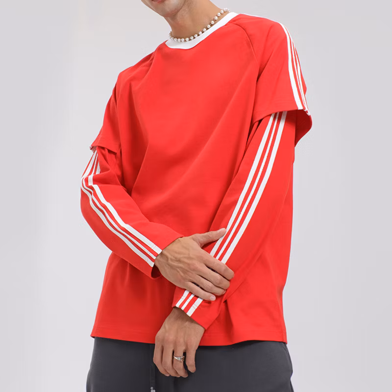Wholesale New 100% Cotton Round Neck Long Sleeve Splicing Custom Thermal Long Sleeve Jersey T Shirt