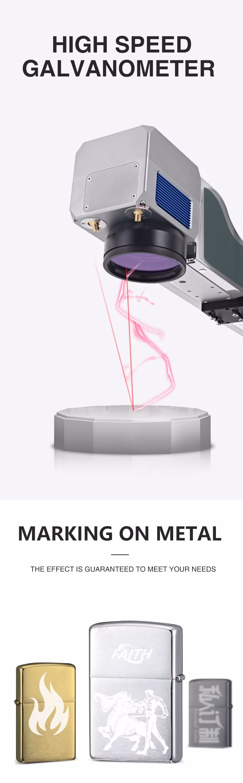 Faith 20/30/50/80W/100W 3D Color CO2 UV Fiber Production Line Galvo Fiber Laser Printer Marking CNC Esmall Size Laser Printer Low Price for Industrial Products