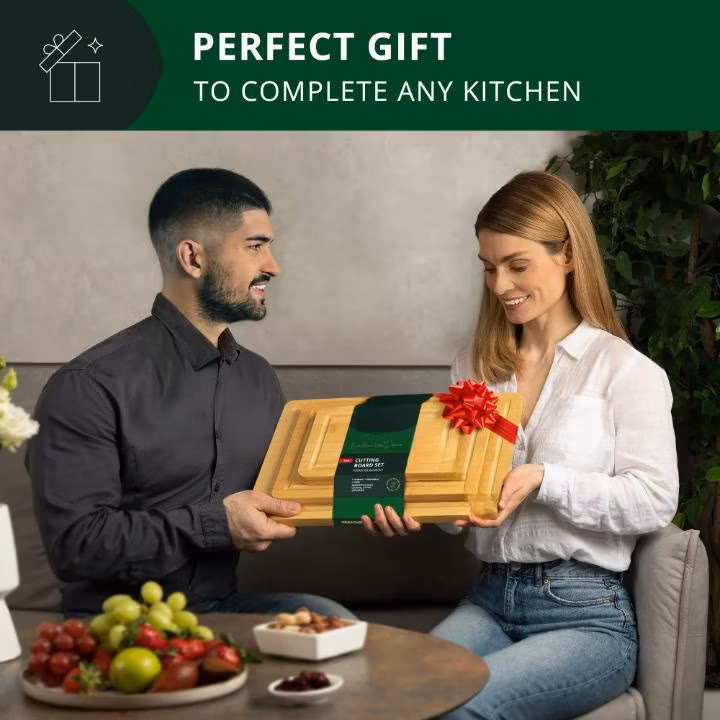 Serving-Boards Meal-Prep&Serving Bamboo Wood Deep Juice-Groove Side-Handles Chopping Butcher-Block Meat Gadgets