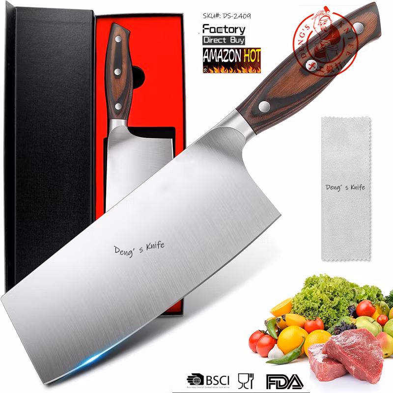 Ds-2409 Cleaver Knife 7 Inch Meat Cleaver High Carbon Stainless Steel Butcher Knife Ergonomic Handle, Ultra Sharp, Useful Kitchen Gadgets for Home Restaraunt