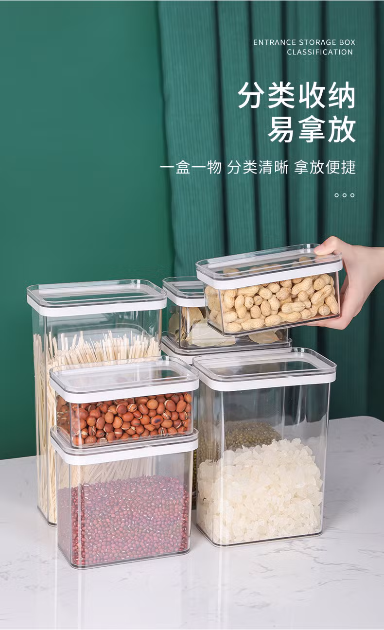 Sealed Moisture Proof Rectangular Plastic Kitchen Grain Storage Box with Cover