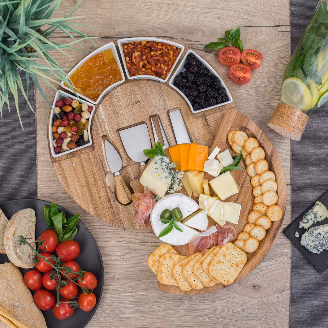 Cheese Board Set - Charcuterie Board Set and Cheese Serving Platter. Us Patented 13 Inch Meat/Cheese Cutting Board and Knife Set for Entertaining and Ser