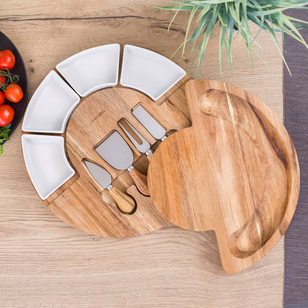Cheese Board Set - Charcuterie Board Set and Cheese Serving Platter. Us Patented 13 Inch Meat/Cheese Cutting Board and Knife Set for Entertaining and Ser