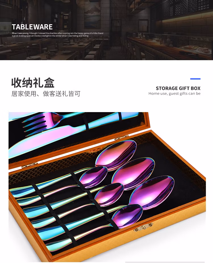 16 Piece Wooden Box Stainless Steel Cutlery Set for 4 Steak Knife Fork Spoon Stainless Steel Western Cutlery