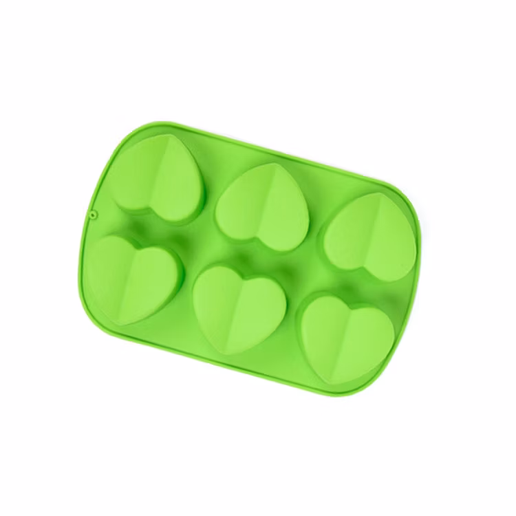 6-Cavity Love Heart Shaped Mould Silicone Bakeware Moulds Chocolate Soap Mold
