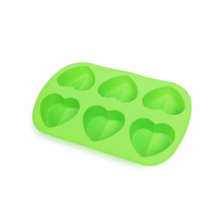 6-Cavity Love Heart Shaped Mould Silicone Bakeware Moulds Chocolate Soap Mold