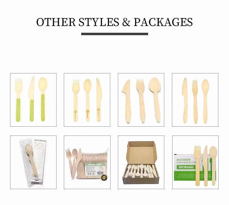 Disposable Compostable Food Grade Wood Utensils Travel Cutlery Kit 16cm Wooden Cutlery Set
