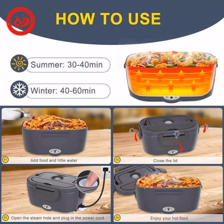 Home Office Electric Lunch Boxr 2 in 1 Portable Heated 1.5L Lunch Box for Car Truck Home Work Adults Food Heating