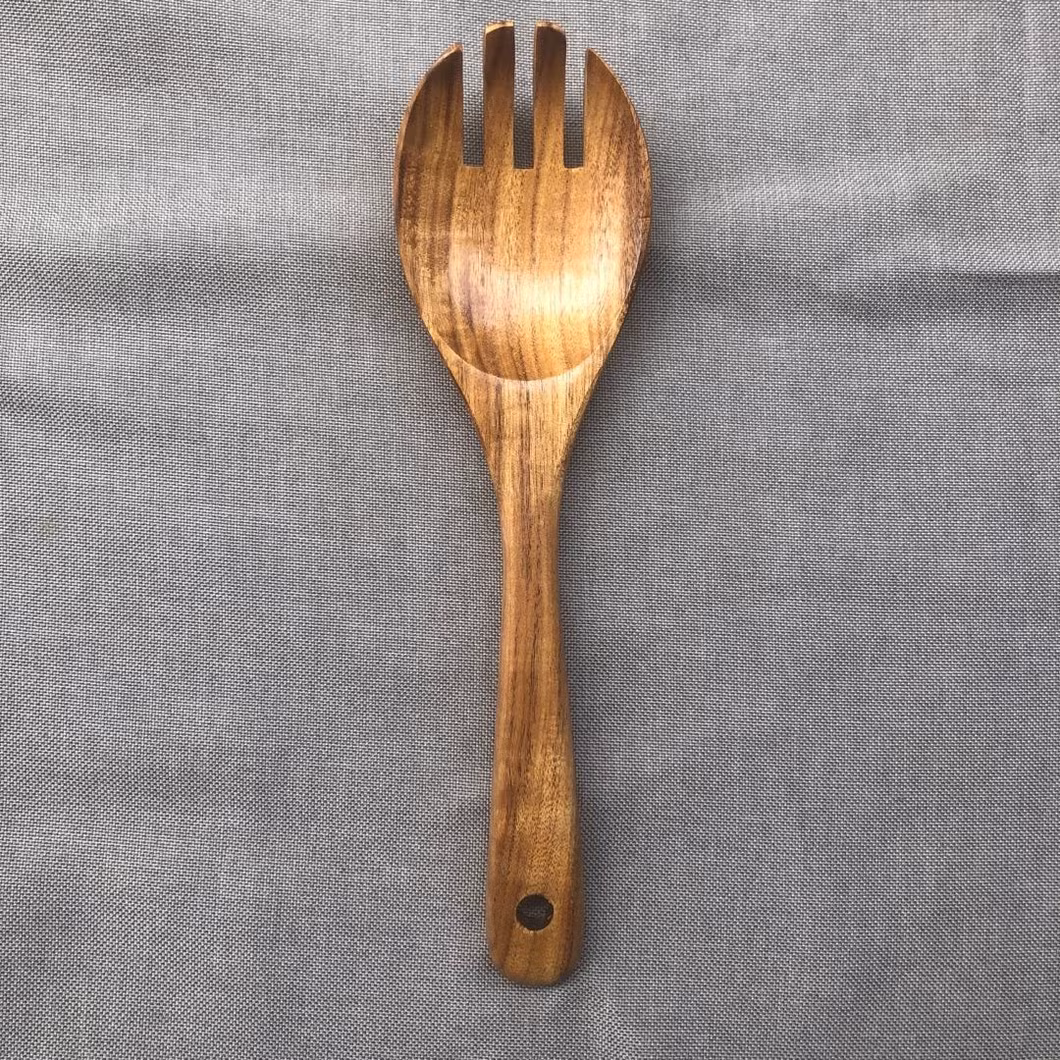 9 Piece Natural Teak Wooden Kitchen Utensil Set with Spoon Rest-Comfort Grip Cooking Spoons and Utensils Holder