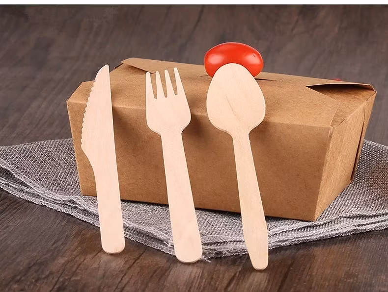 Disposable Compostable Food Grade Wood Utensils Travel Cutlery Kit 16cm Wooden Cutlery Set
