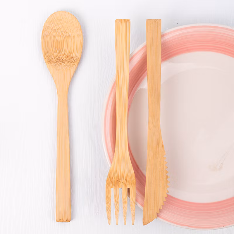 Free Sample Bamboo Disposable Fork and Spoon Tableware Knife Cutlery Durable Disposable Utensils for Restaurant