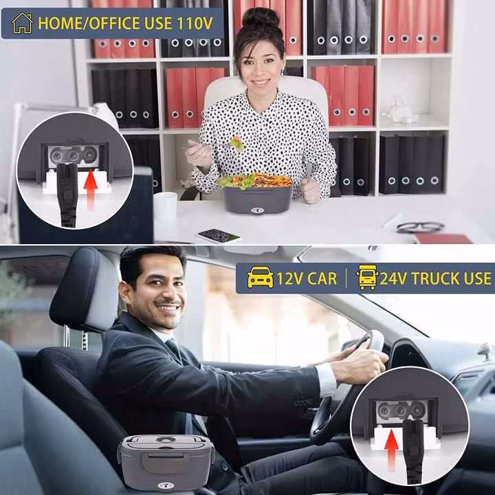 Home Office Electric Lunch Boxr 2 in 1 Portable Heated 1.5L Lunch Box for Car Truck Home Work Adults Food Heating