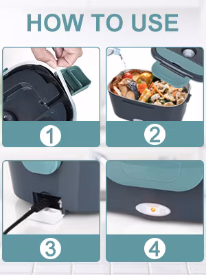 Home Office Electric Lunch Boxr 2 in 1 Portable Heated 1.5L Lunch Box for Car Truck Home Work Adults Food Heating