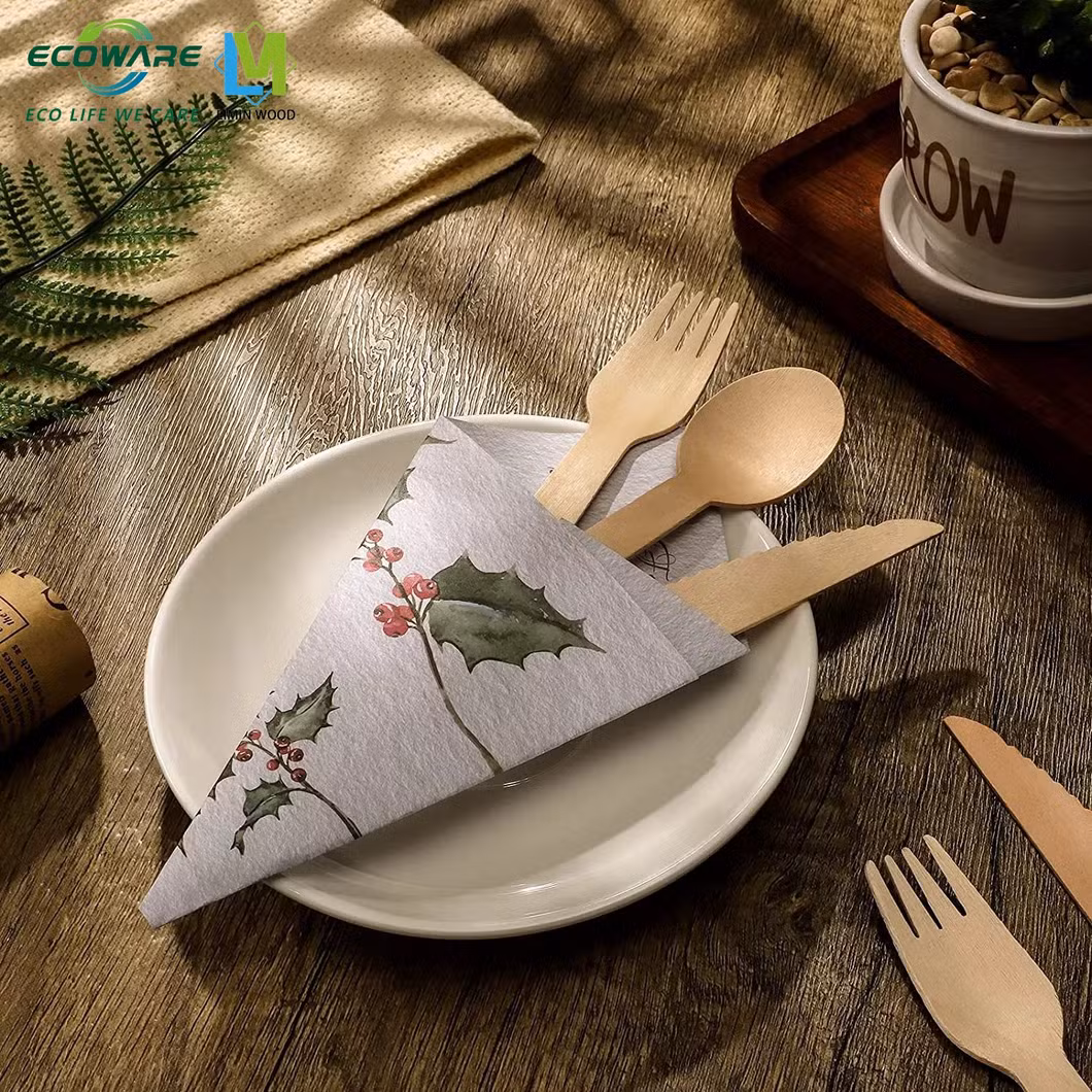 Wooden Tableware Spoon Knife Fork Disposable Cutlery Set Substitute for Disposable Plastic Cutlery