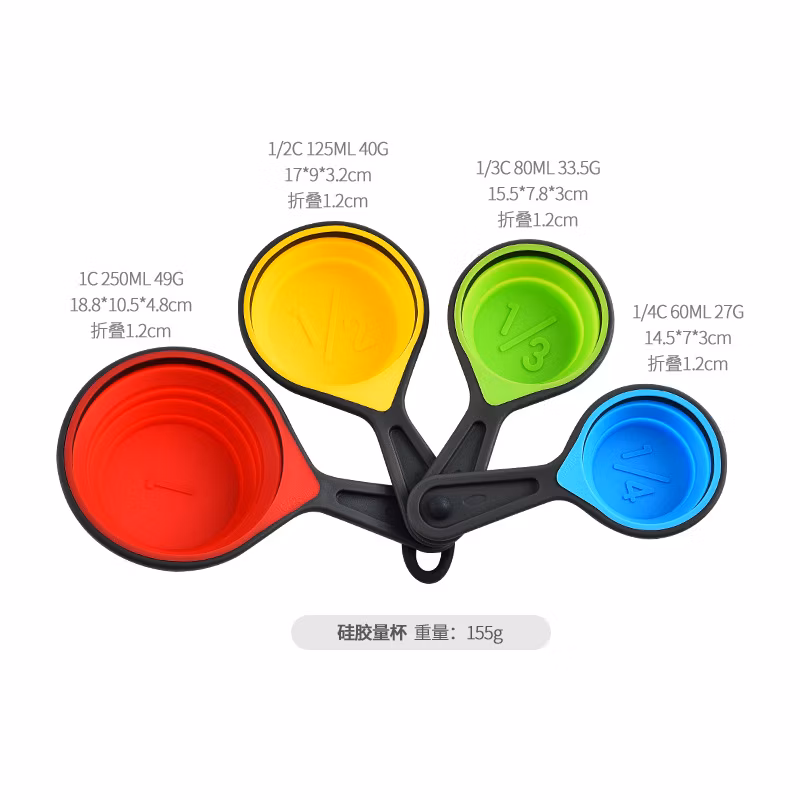 Hot Sale 4PCS Foldable Silicone Measuring Spoon&Cup Set Home Kitchen Tool