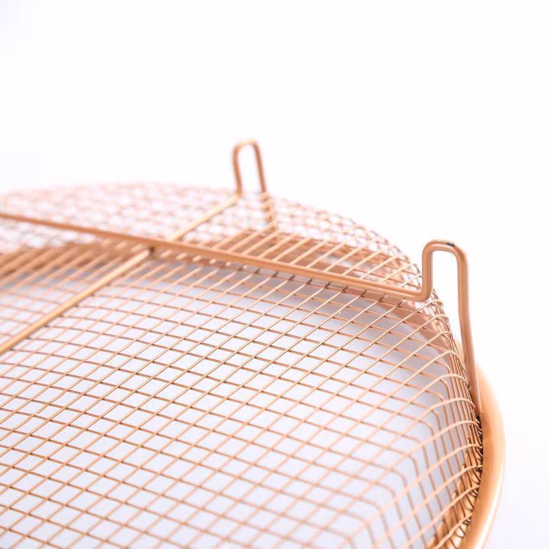 Mesh Baking Tray Non-Stick Round Baking Pan Durable Non-Stick 2 Piece Set Round Copper Air Fry Crisper Tray Scratch Proof Wbb15987