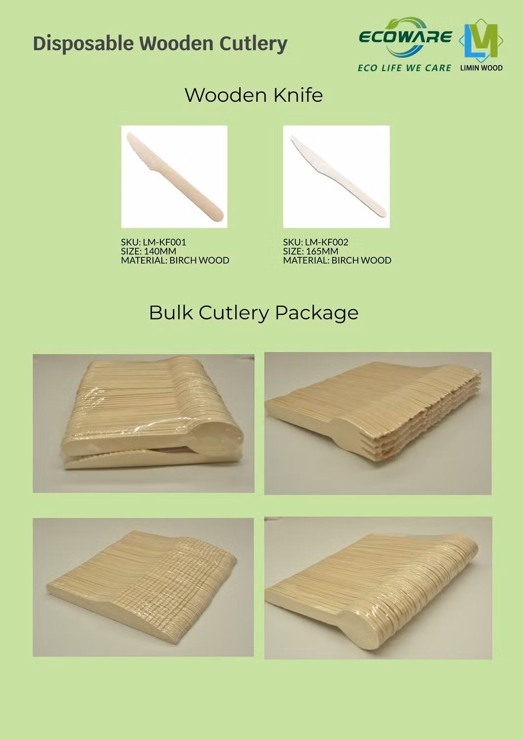 Wooden Tableware Spoon Knife Fork Disposable Cutlery Set Substitute for Disposable Plastic Cutlery