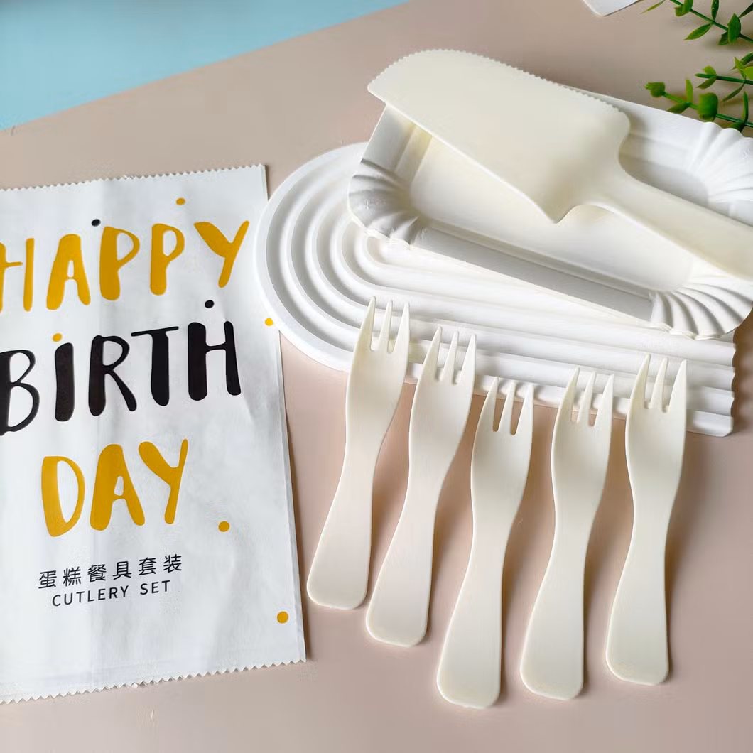 Party or Birthday Use Cake Suit Knife and Fork Set Disposable Plastic Knife Fork Plastic Plate Cake Cutlery Suit