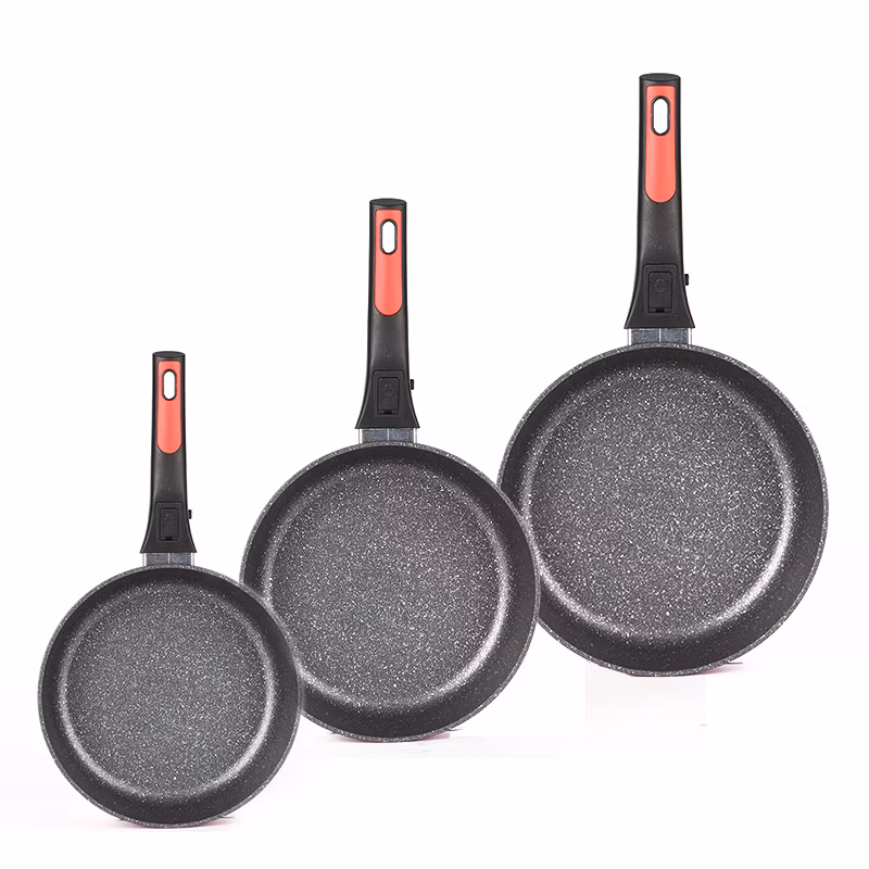 Quality Nonstick Granite Marble Stone Frying Pan Detachable Handle Frying Pan Non Toxic Induction Steak Grill Frying Pan with Removable Silicone Handle