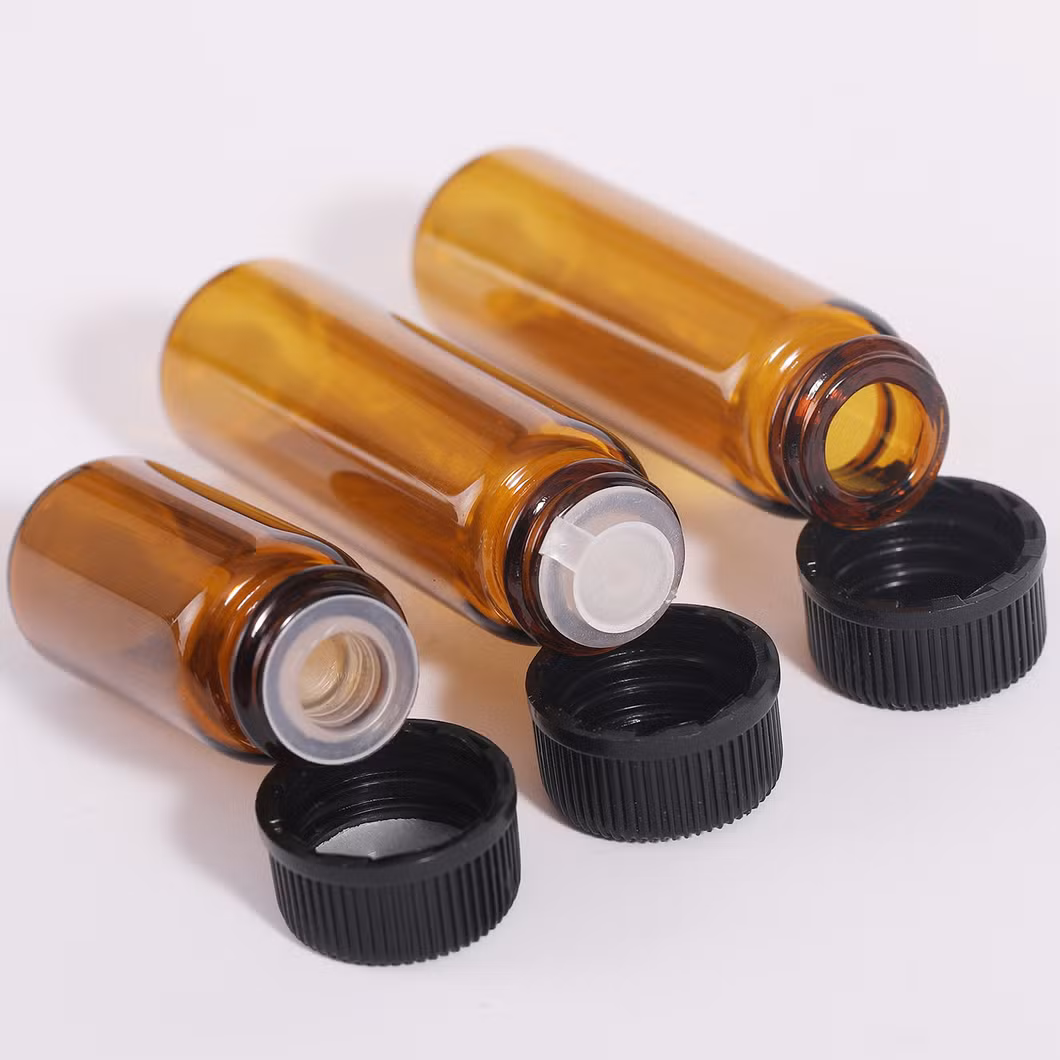 High Borosilicate Medicine Sample Vials Laboratory Powder Reagent Containers Round Mini Glass Vial with Screw Lids