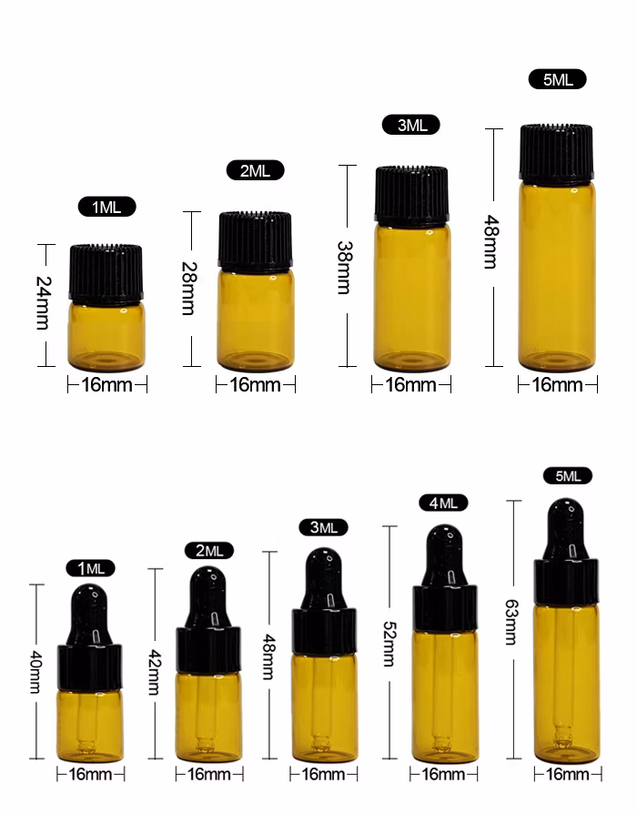 High Borosilicate Medicine Sample Vials Laboratory Powder Reagent Containers Round Mini Glass Vial with Screw Lids