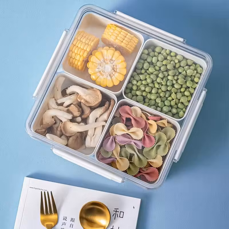 Aohea 4 8 Grid 4 8 Grid Bento Box Reusable Silicon Food Containers with Silicone Lid Food Storage Container Kids Lunch Box Snack Box