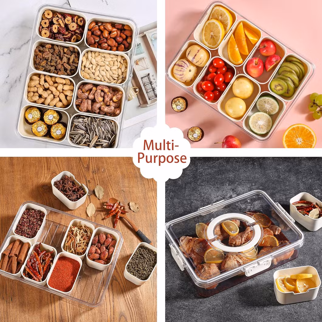 Aohea 4 8 Grid 4 8 Grid Bento Box Reusable Silicon Food Containers with Silicone Lid Food Storage Container Kids Lunch Box Snack Box