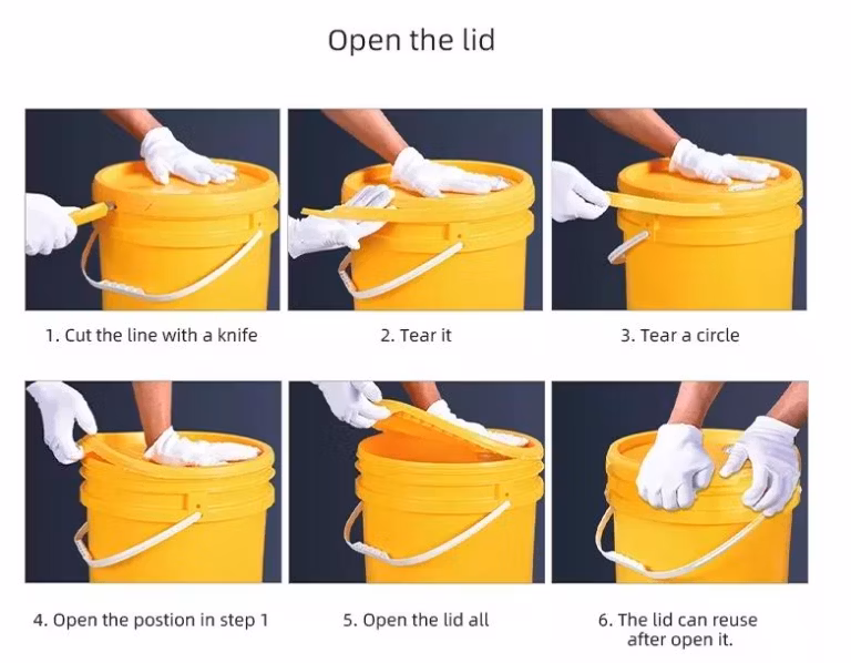 Support Custom 5 Gallons Bucket Plastic Buckets with Lid and Handle for Lubricant