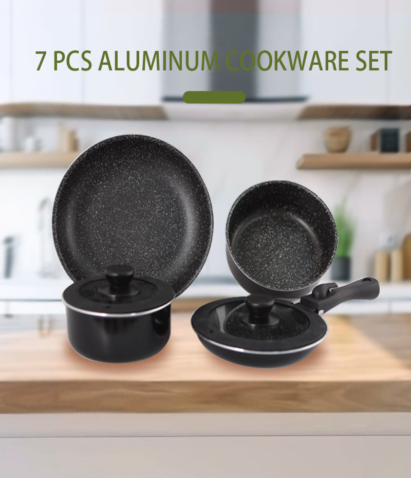 Kitchen Non-Stick Cookware Sets with Removable Handle Stackable Pots and Pans Set for Camping