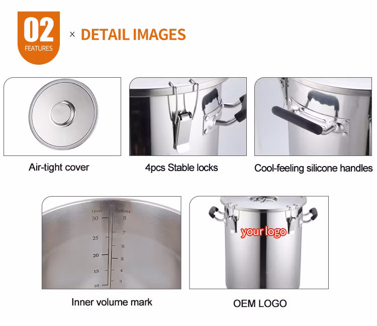 Xiangsheng Stainless Steel Pot with Lock Sealed Lid Transport Barrel Storage Food