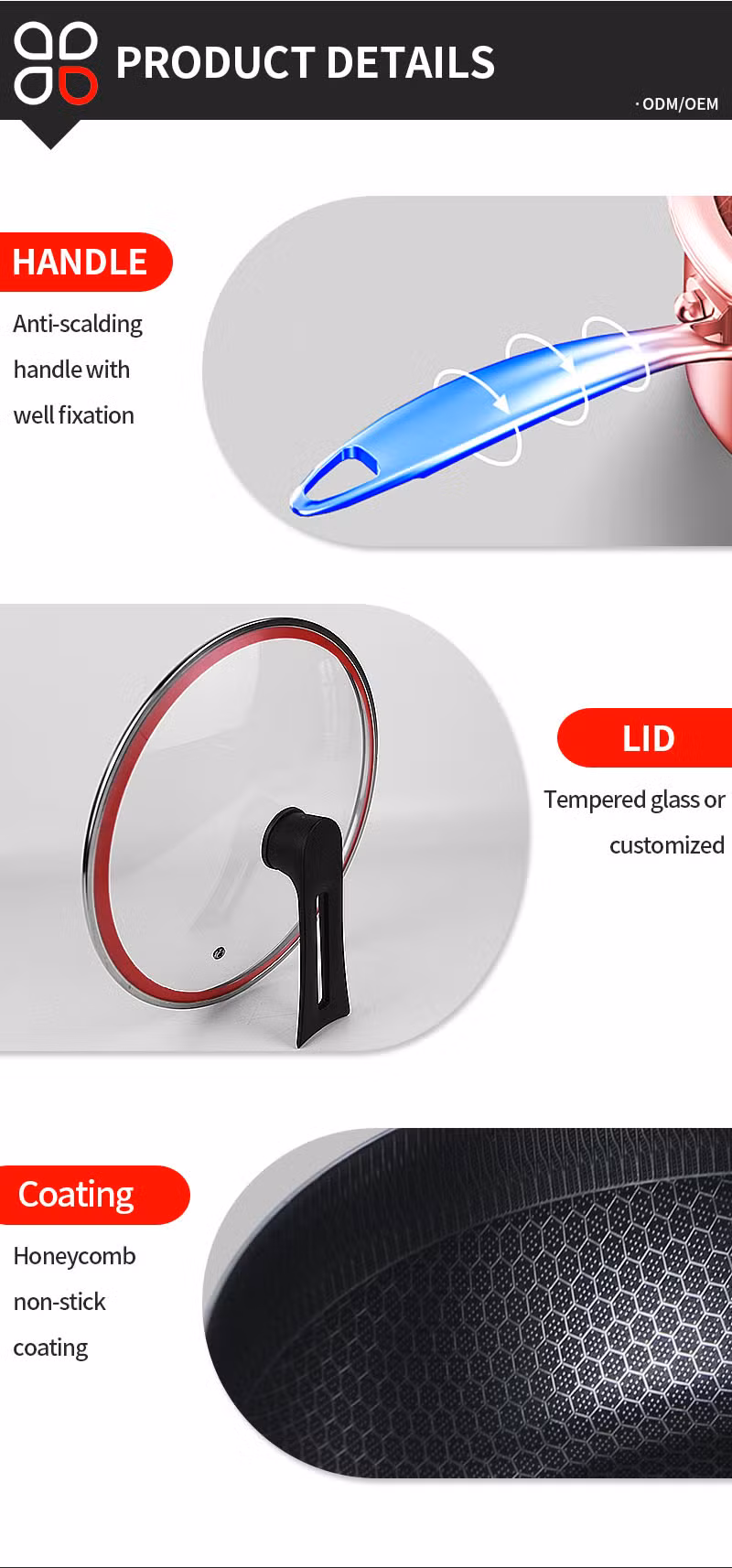 Hot Sell 26cm 28cm Stainless Steel Ceramic Coating Non-Stick Deep Frying Pan with Anti-Scalding Handle and Tempered Glass Lid