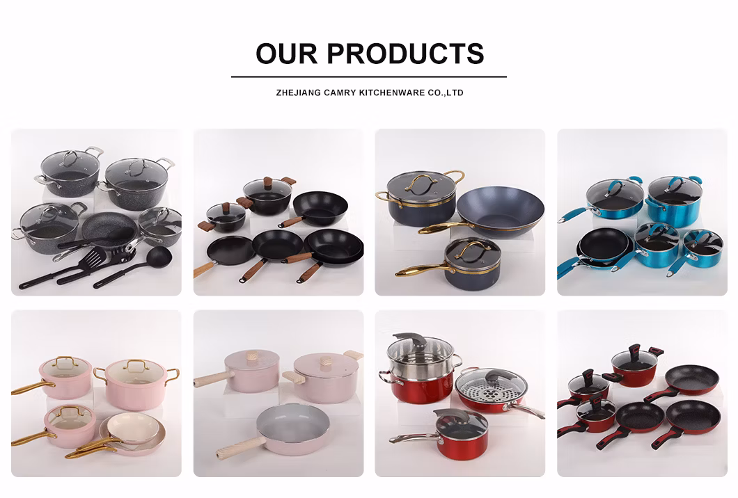 Hot Sell Pink Color Kitchen Ware Ceramic Coating Cooking Pot Set