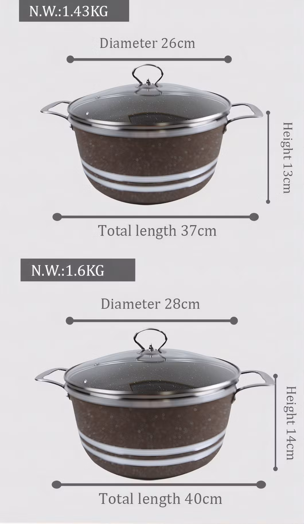 Sale Well Aluminum Cookware Sets Maifan Stone Marble with Glass Lid Non-Stick Coating Kitchen Frying Pans Milk Pots