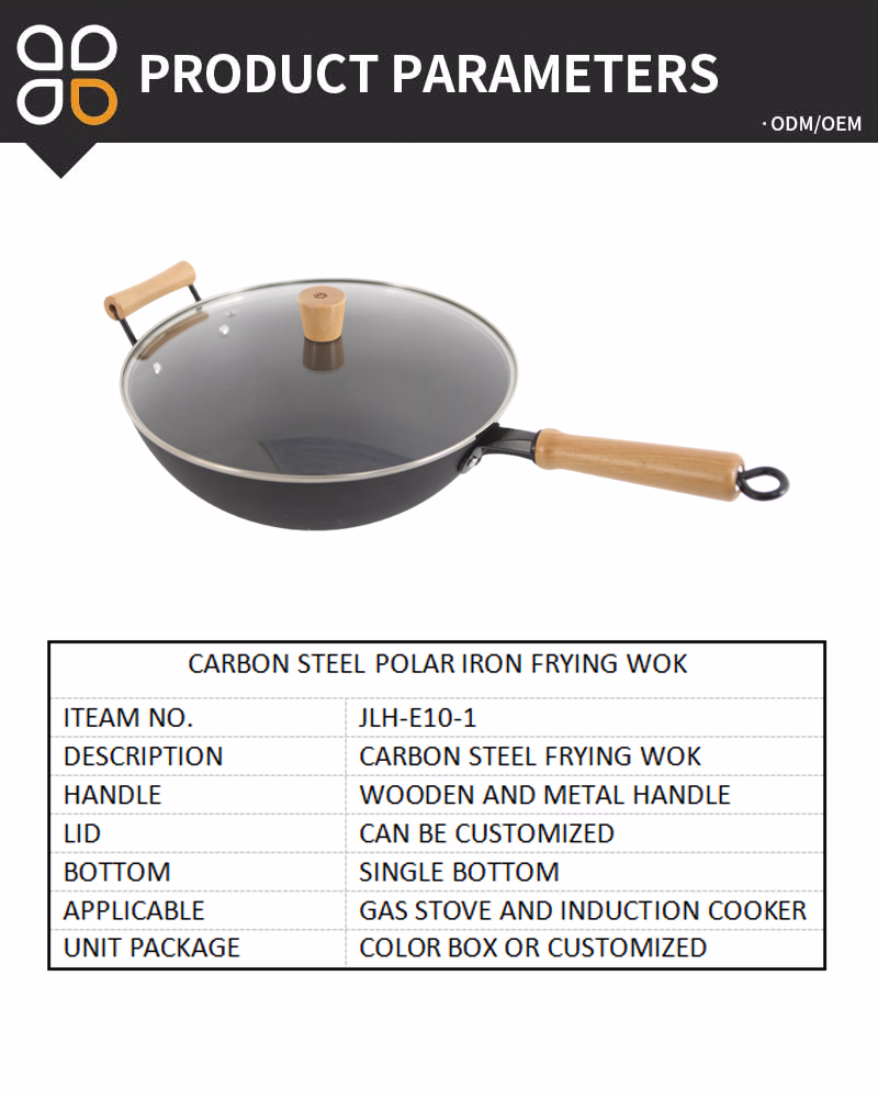 New Arrival: Artisanal Hand-Hammered Craft Wok - Traditional Non-Stick Carbon Steel Frying Pan with Wooden Handle &amp; Glass Lid