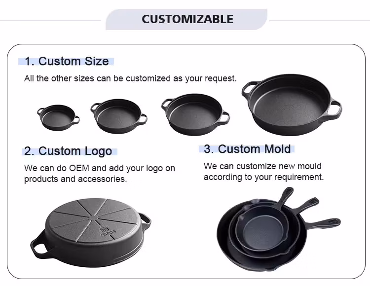 Cast Iron Pre-Seasoned Oval Cast Iron Chinese Cast Iron Vegetable Oil Frying Pan/Skillet