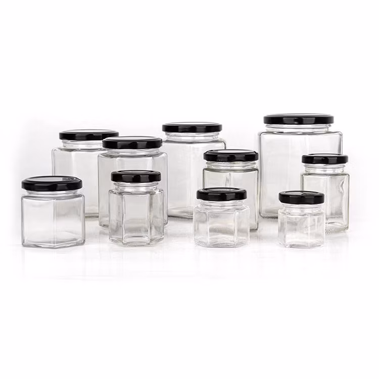 100ml Empty Clear Flint Square Bottle/Jar/ Pot/Container Mason/Storage Glass Jar with Stainless Steel Lid for Food/Honey/Sugar/Candle