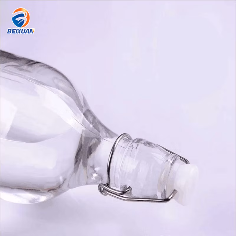 Facotry Wholesale 1000ml Transparent Round Beer Wine Glass Bottle with Swing Top Lid