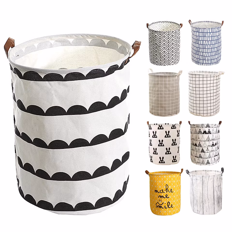 60L Slim Tall Thin Narrow Laundry Basket Removable Inner Bag Bamboo Handles Clothes Hamper Laundry Hamper with Lid