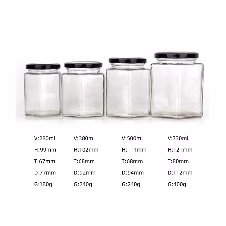 100ml Empty Clear Flint Square Bottle/Jar/ Pot/Container Mason/Storage Glass Jar with Stainless Steel Lid for Food/Honey/Sugar/Candle