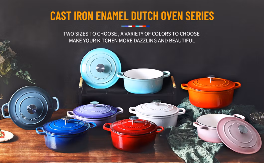 Enameled Cast Iron Dutch Oven Pot with Lid, 5.5 Quart, Bread Oven Round Dutch Oven for Bread Baking, Cooking, Oven Safe up to 500&deg; F, White Purple