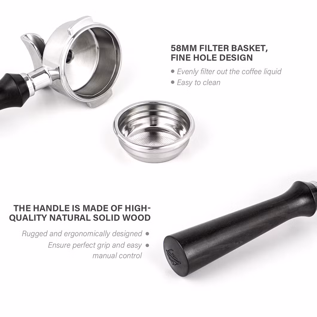 Single Handle Portafilter Coffee Machine Handle with Stainless Steel Basket Portafilter