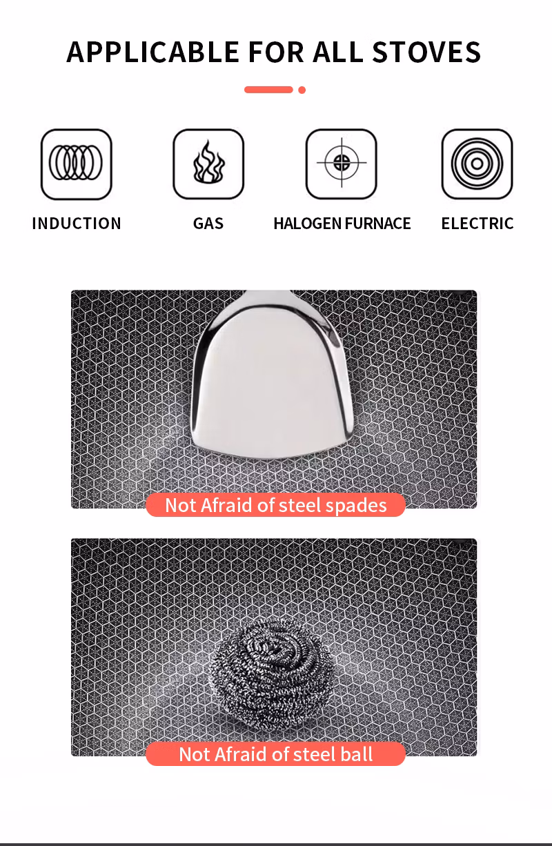Hot Selling Factory Direct 316 Stainless Steel Non Stick Honeycomb Pan Kitchen Frying Wok with Glass Lid